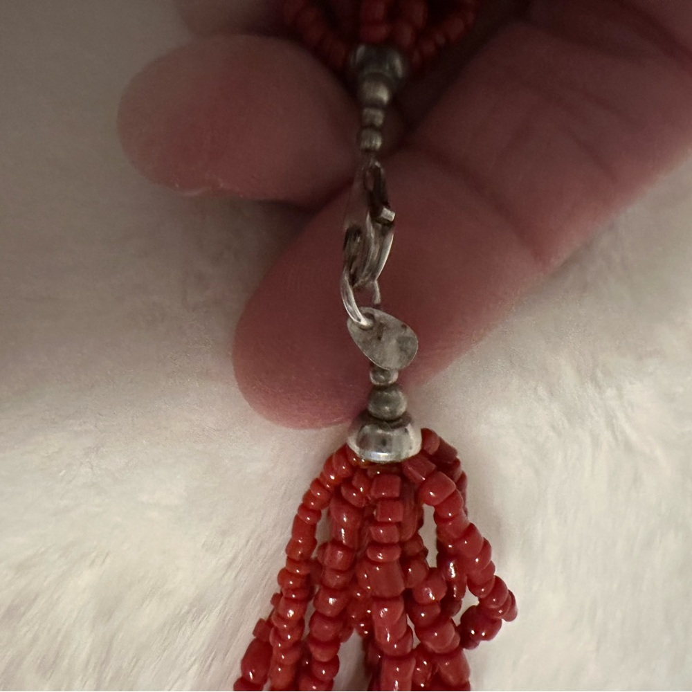 Vintage Silpada natural coral and 925 sterling silver 16" seed bead necklace - Picture 3 of 3